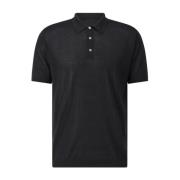 Roberto Collina Sidens Polo Skjorta Klassisk Lyxig Stil Black, Herr