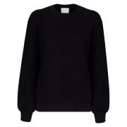 MVP wardrobe Oversized Crewneck Sweatshirt med Broderi Black, Dam