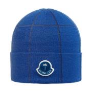 Moncler Ullblandad Hatt med Logopatch Blue, Herr