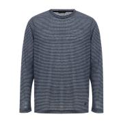 Corneliani Blårandig Långärmad Linne T-shirt Blue, Herr