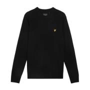 Lyle & Scott Mid Knits Ribbed Crew Neck Jumper Black, Herr