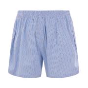 Plan C Randig bomullsshorts med elastisk midja Blue, Dam