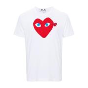 Comme des Garçons Hjärttryck T-shirts och Polos White, Herr