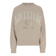 Pinko Logo Print Bomullsweatshirt Beige Beige, Dam