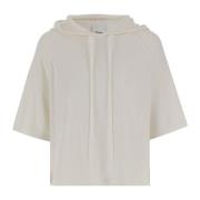 Allude Stickad Hoodie i bomullsblend White, Dam