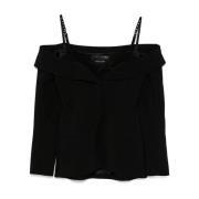 Mugler Stilren långärmad topp Black, Dam