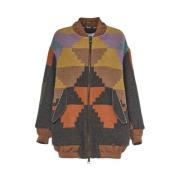 Bazar Deluxe Grafiskt Tryck Oversized Bomberjacka Multicolor, Dam