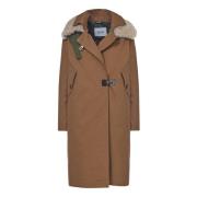 Bazar Deluxe Vadderad Bomullstrenchcoat med Avtagbar Krage Brown, Dam