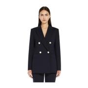 Max Mara Studio Dubbelknäppt jersey blazer Blue, Dam