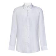 Etro Vit Linneskjorta med Logobrodyr White, Herr