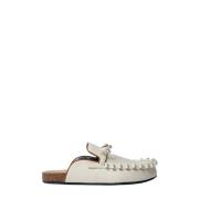 JW Anderson Ruffle Läder Mules White, Dam