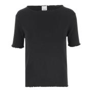 Allude Svart Stickad Båthals T-shirt Black, Dam