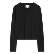 Loulou Studio Långärmad rund hals T-shirt Black, Dam