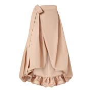 PINKO Rosa Taffeta Kjol med Fram Split Pink, Dam