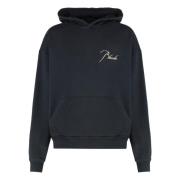 Rhude Vintage Bomulls-Hoodie med Ribbade Detaljer Black, Herr