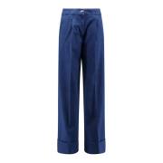 Valentino Bred passform bottenfäll jeans Blue, Dam