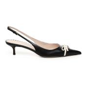 Valentino Garavani Svart Lackläder Slingback Båge Klackar Black, Dam