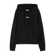 Jil Sander Svart Bomullshoodie med Logotyptryck Black, Herr