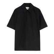 Jil Sander Svart Pikétröja med Knappar Fram Black, Herr