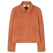 Paul Smith Terrakotta Mocka Kort Jacka Sofistikerat Design Orange, Dam