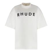 Rhude Oversize Logo Print Bomull T-shirt White, Dam