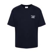 Drole de Monsieur Blå Slogan Print Crew Neck T-shirt Blue, Herr