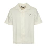 Fred Perry Piqué Struktur Reverskrage Skjorta White, Herr