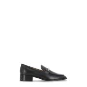 Tod's Svarta Läderloafers med T-logotyp Black, Dam