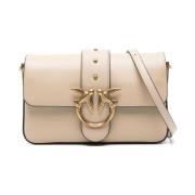 PINKO Mjuk Beige Crossbody Väska Love Birds Beige, Dam