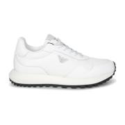 Emporio Armani Läder Nylon Runner Sneakers White, Herr