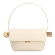 Jacquemus Elegant läder axelväska med metall detaljer Beige, Dam