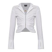 Versace Jeans Couture Bomullsskjorta med drapering White, Dam