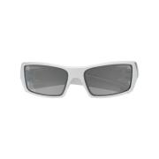 Oakley Vit Metallic Solglasögon med Logo Plaque White, Unisex