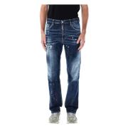 Dsquared2 Marinblå Slitna Jeans Ss25 Blue, Herr