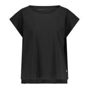 Raffaello Rossi Slät Elastisk T-shirt Löst Passform Rund Hals Black, D...