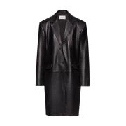 Magda Butrym Oversized Klassisk Skinnjacka Black, Dam