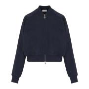 Moncler Stilig Zip-Up Cardigan Sweater Blue, Dam