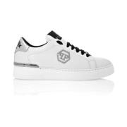 Philipp Plein Svart Läder Sneaker White, Herr