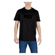 Armani Exchange Svart Bomull Rund Hals T-shirt Black, Herr