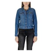 ICHI Klassisk Denim Blazer V-Neck Stil Blue, Dam