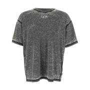 Diesel Grå Crewneck T-shirt med Kontrastsömnad Gray, Herr