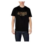 Armani Exchange Snygg T-shirt i tryckt bomull Black, Herr