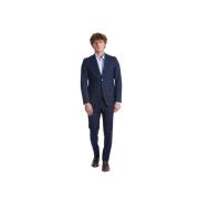 Baldinini Marinblå Slim Fit Ullkostym Blue, Herr