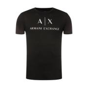 Armani Exchange Svart bomulls-T-shirt med logotyp Black, Herr