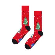 Happy Socks Julgran Design Crew Socks Red, Dam