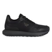 Emporio Armani Sneakers i läder och tekniskt tyg Black, Herr