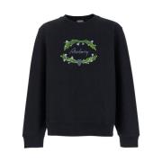 Burberry Svart Crewneck Sweatshirt med Logobroderi Black, Herr