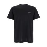 Emporio Armani Svart Logotyp T-shirt Bomull Lyocell Blandning Black, H...