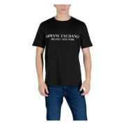 Armani Exchange Svart Bomull T-shirt, Kort Ärm Black, Herr