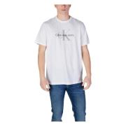 Calvin Klein Jeans Vit Tryckt Bomull T-shirt Rund Hals White, Herr